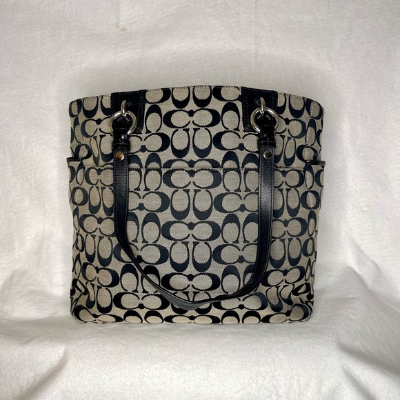 Coach Gallery Signature Zip Tote Bag - Black/Silver Canvas, Leather Accents 🩶 - Picture 2 of 9